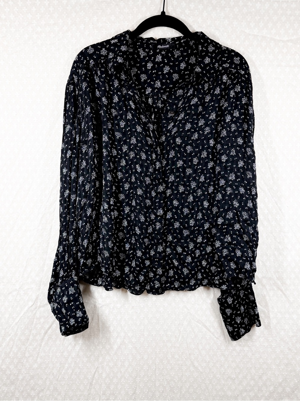 Madewell Black White Floral Button Up‎ Long Sleeve Top - Picture 2 of 7